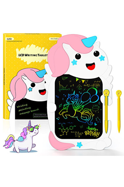 OEM Tabletă de scris LCD Unicorn – 30 cm, desen color, ștergere rapidă, 2 sty...