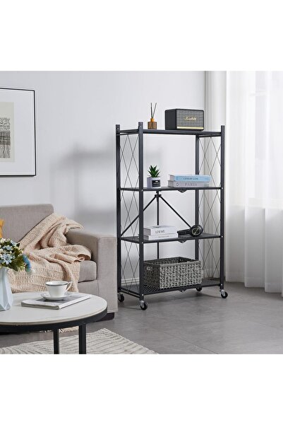 AZZHAAR أرفف تخزين قابلة للطي مع عجلات، وحدة رفوف معدنية، منظم عالي التحمل للمرآب، مجموعة