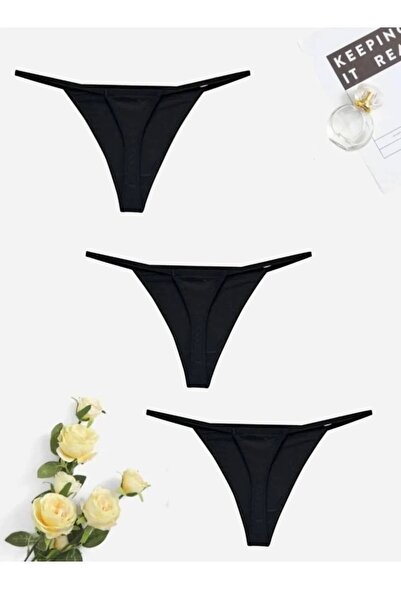 kotmodası Christian 90's Buz Mavi Palazzo Pantolon altı ip lastikli tanga külot 3 adet