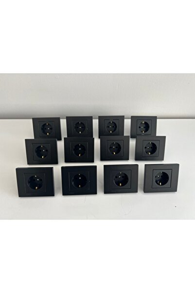 GenelTedarik إطار مقبس كهربائي أرضي من OVIVO يشمل 12 قطعة باللون الأسود المعدني