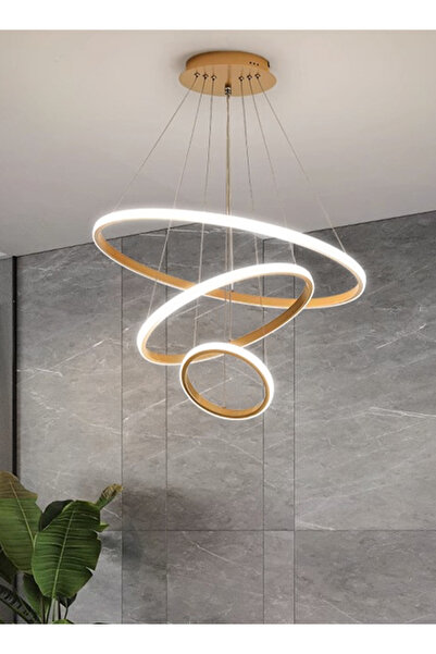 Generic Simple and modern three-ring pendant lamp with remote control for three-color use in hall and rooms