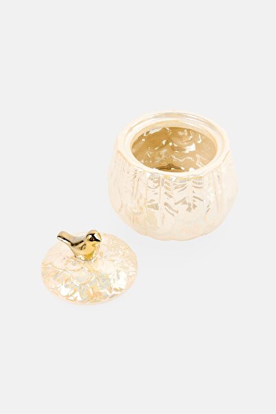 Catherine Malandrino Ceramic Jar With Decorative Lid, Cream