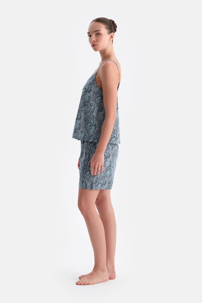 Dagi Shawl Patterned Athlete Shorts Set