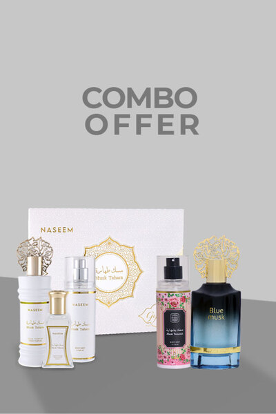 Naseem Special Combo(Musk Tahara Gft set - 3pcs, Blue Musk- 55ml, Musk Tahara Mist Pink-100ml) |Pack of 3|