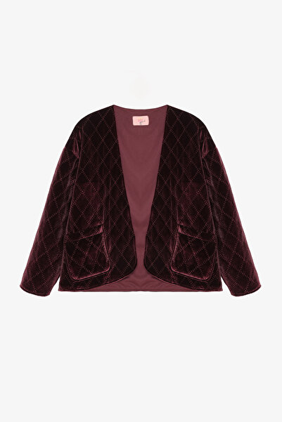 Quzu Καπιτονέ βελούδινο κοντό μπουφάν μπορντό