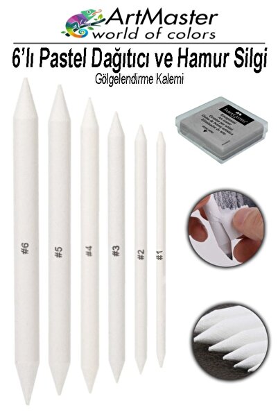 Artmaster Gölgelendirme Kalemi Pastel Dağıtıcı 6 Lı 1 Paket Ve 1 Adet Hamur S...