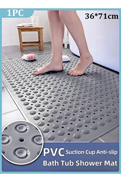 Generic 1PC Bathtub Mat 36x71cm Anti Slip with Suction Cups and Drain Holes Shower Mat Bath Mat