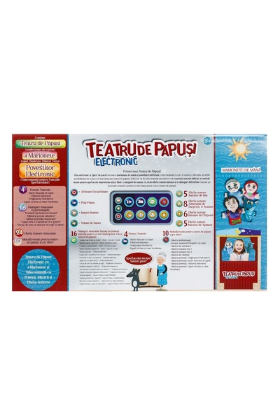 SHOPIENS Teatru de Papusi Electronic Romaneste cu 4 Marionete Povesti Sunete si Muzica 3+ Ani