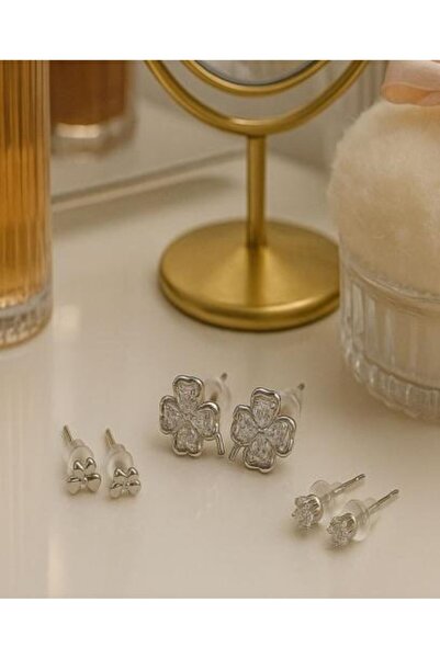 burjalmodah أطقم حلق فضي ستانلس ستيل – 3 موديلات مختلفة