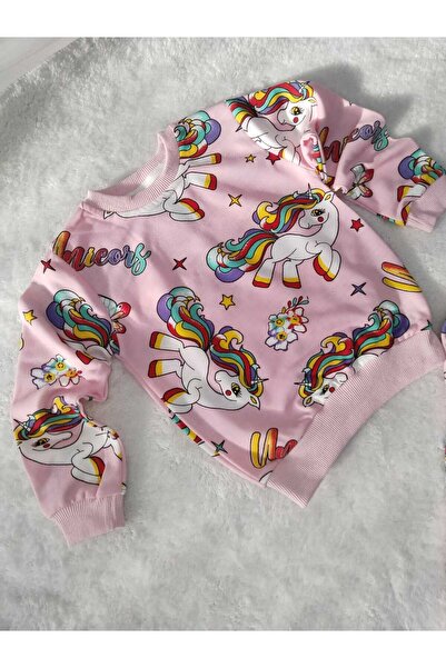 Store Renkli Sevimli At Desenli Kız Çocuk Eşofman Takımı Pijama