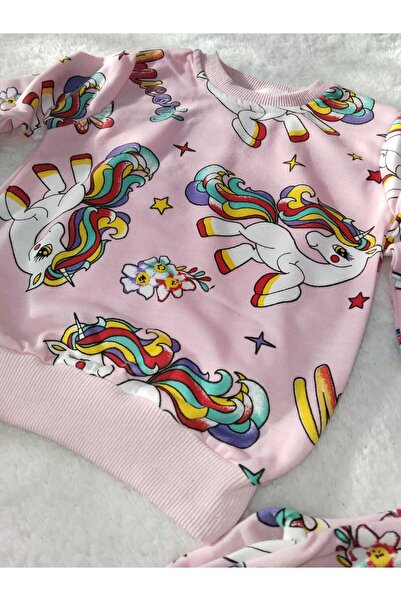 Store Renkli Sevimli At Desenli Kız Çocuk Eşofman Takımı Pijama