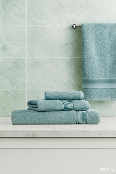 Elif Mira Σετ πετσετών μπάνιου 3 τεμαχίων οικονομικό 100% βαμβάκι Basic