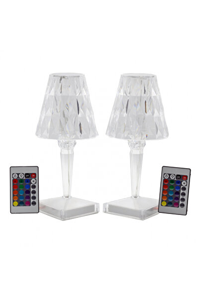 Next Trend Set of 2 Genova LED Ambient Lamps – Modern Lamps, Touch Control, 3 Colors, Rechargeable