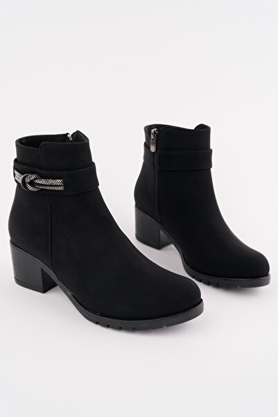 Madam Tarz BLN-210 Cizme cu toc gros cu pietre aplicate