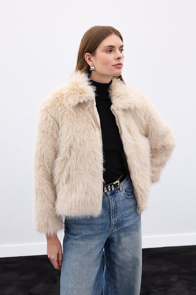 Sateen Blană cu fermoar - Bej