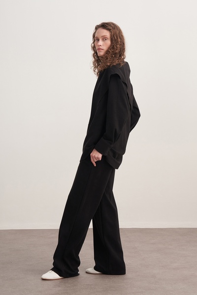 EBU Prive Women's 3-Piece Trouser Set with Shawl Accessories Black