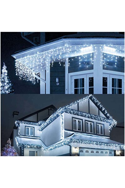 OEM Christmas LED Icicle Lights, outdoor, 20 m, 500 LEDs, connectable, Cool White