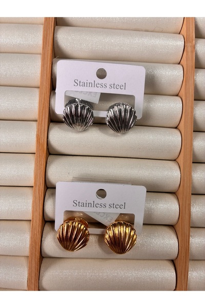 ARİ TAKI Oyster Gold Earrings Steel