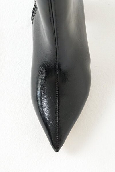 Riccon Removable Dust Cover Detailed Pointed Toe 2in1 Women's Boots Black Rustic