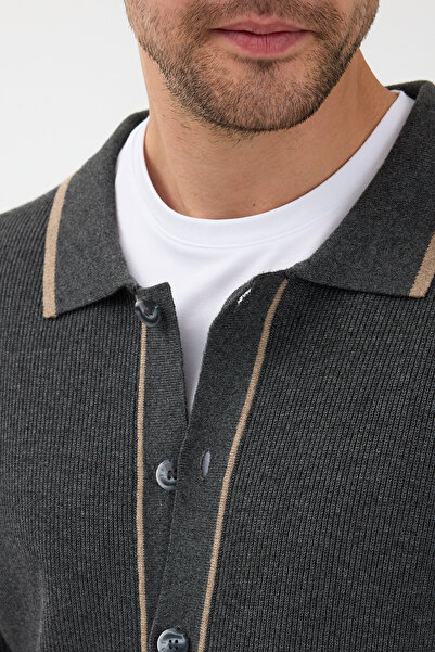 Frappoli Loix Men's Smoked Cotton Blend Thessaloniki Knitted Cardigan with Pocket