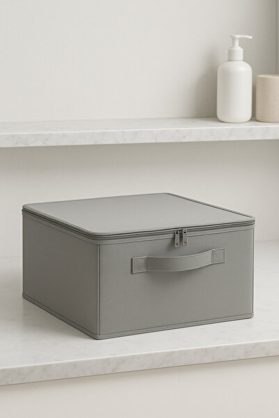 HomyJRs Supported Garbage Can Large Size Smoked Color – Foldable Storage and Organization Box with Zipper