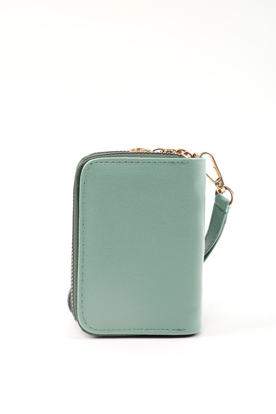 SHAKA Mint Green Shk266 Faux Leather 9 Compartment Wallet with Zipper Closure, Card Holder and Coin Compartment