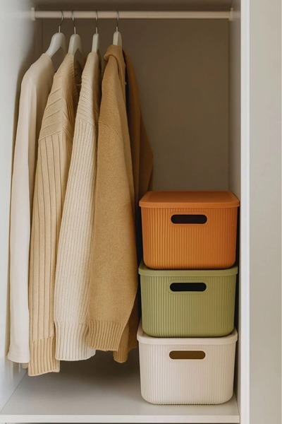 Bayev 2 Pieces Colors Green 13 Lt Closet Organizer Hobby Toy Box Storage Box with Lid