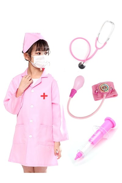Toybox Kids Nurse Costumes, Pretend Play Dress Up Set, Doctor Cosplay Costume for Girls, Birthday Party Pin