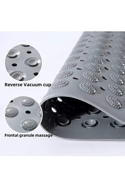 Generic 2PCS Bathtub Mat 36x71cm Anti Slip with Suction Cups and Drain Holes Shower Mat Bath Mat