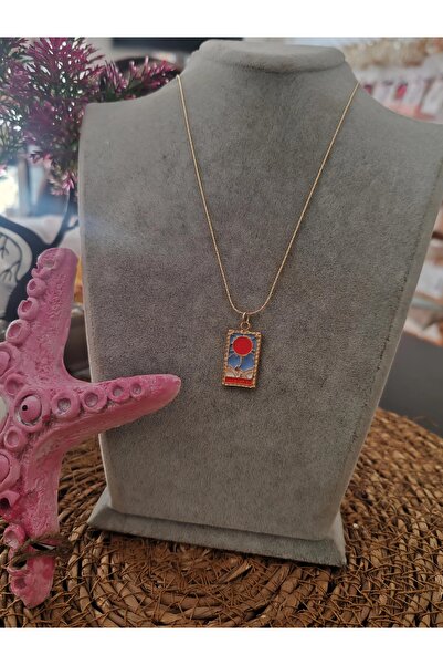 elbi bijuteri Orange Blue Tarot Necklace