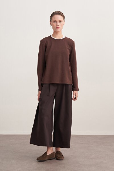 EBU Prive Women's Interlock Long Sleeve Bodysuit Brown