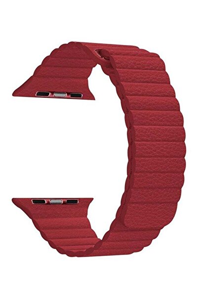 HQPro Genuine Leather Loop Band For Apple Watch 44mm Red