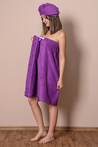 VAROL Sauna Set – Snap Fastener Bath Towel & Buttoned Head Towel (Cap)