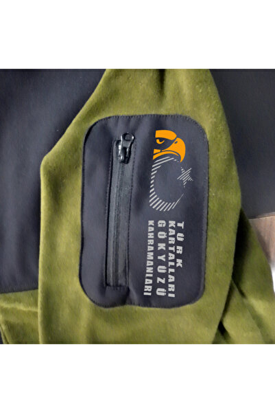 Crea Eymer Wear Turkish Eagles Design Full Zipper Softshell Fleece - Softshell Fleece Coat Khaki