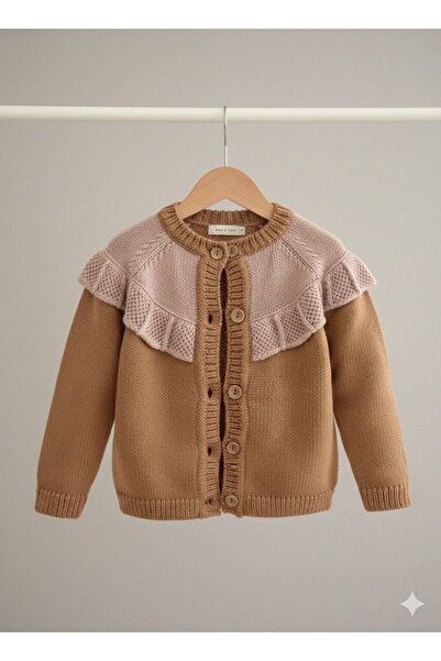 Csp Cassiope Ruffled Front Buttoned Knit Cardigan 9-1-2-3-4 Years Old (Cotonel Triko)