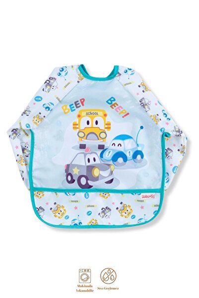 Pico Baby مريلة طعام وأنشطة للأطفال بنمط سيارة، مقاومة للماء، بأكمام طويلة