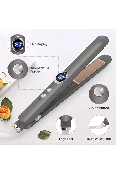 Koday 2-in-1 Ceramic Hair Straightener - LED Display, 12 Temp (150-210℃), Quick Heat