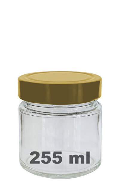 Afracam 255 ml Jar with Gold Deep Lid 255 Cc Transparent Jam, Marmalade Glass...