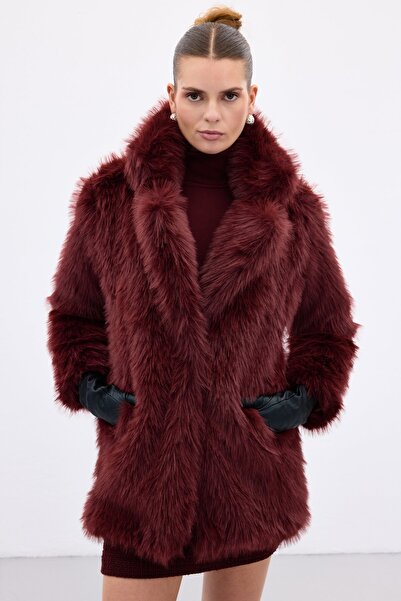 Sateen Чіт-чіт Детальний хутро - бордовий