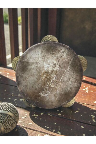 bağlamacı Profesyonel Ceviz Gövdeli Balık Derisi Def – 22 cm | El Dövmesi Pir...