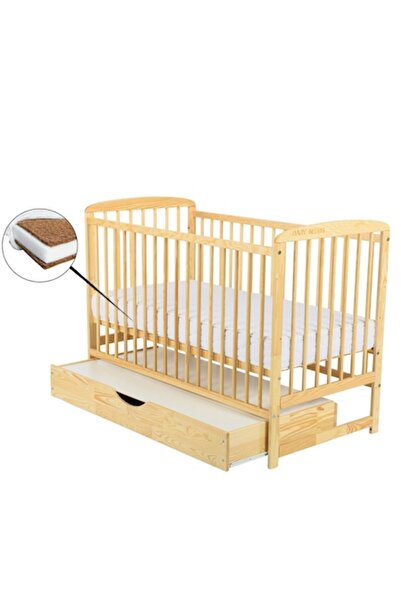 Babyneeds Ola Wooden Baby Crib with Drawer 120x60 cm + 10 cm Mattress