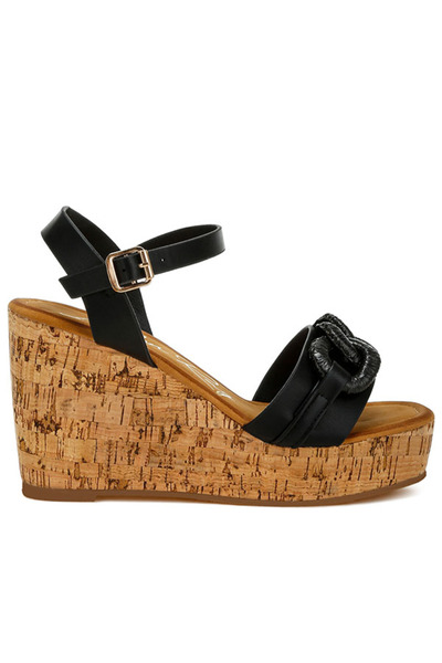 london Rag Women Chain Link Detail Wedge Sandals in Gold