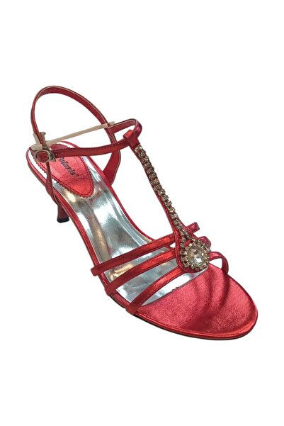 oktay kundura Women's Stone Evening Dress Shoes Dark Red Mid-Heel Fant01 Shoes