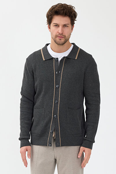 Frappoli Loix Men's Smoked Cotton Blend Thessaloniki Knitted Cardigan with Pocket