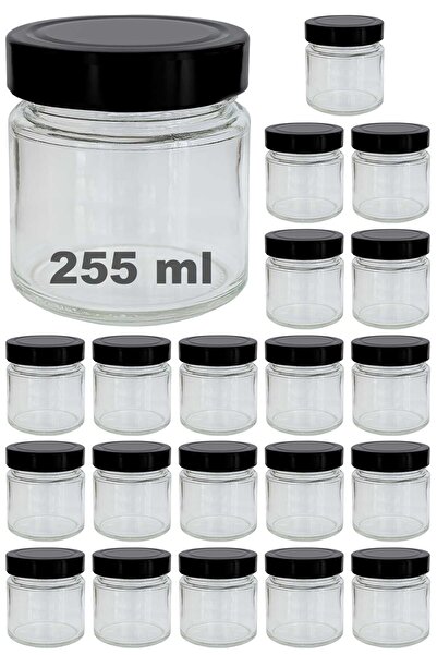 Afracam 255 ml Jar with Black Deep Lid 255 Cc Transparent Jam, Marmalade Glas...