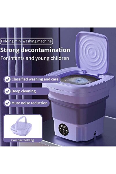 Generic Folding Washing Machine Portable, 6.5L Mini Foldable for Apartment, Camping (Multicolour)