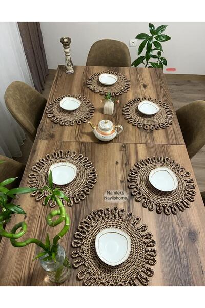 Namteks Jute,american service, runner, tablecloth, 6 flat-supla