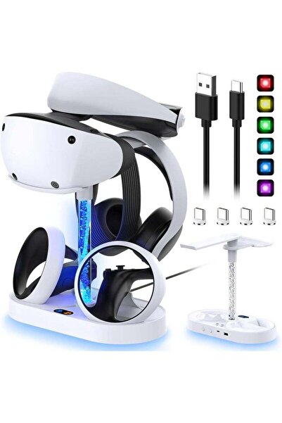 Arabest Charging Dock Stand for PSVR2 with 9 RGB Lights, Type-C Magnetic Charger Port