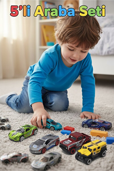 craftivio 5'li Metal Oyuncak Araba Seti - Dayanıklı Diecast Model Yarış ve Ar...