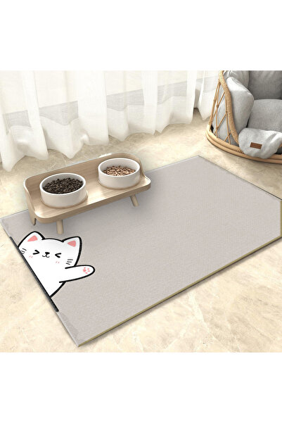 Harikabirev بساط تغذية للقطط والكلاب (رمادي) سهل التنظيف وقابل للغسل